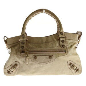 BALENCIAGA The First Handbag Shoulder Bag Pink Beige Tan Leather Annex